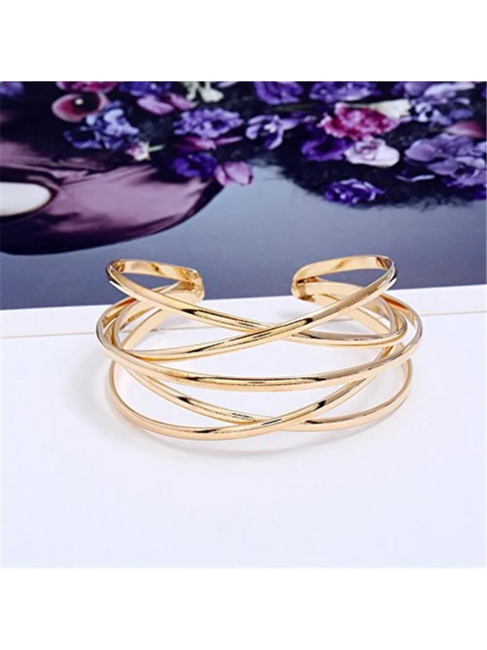 Womens Adjustable Cuff Bracelet Multi Layer Cross Open Bangle Alloy Statement
